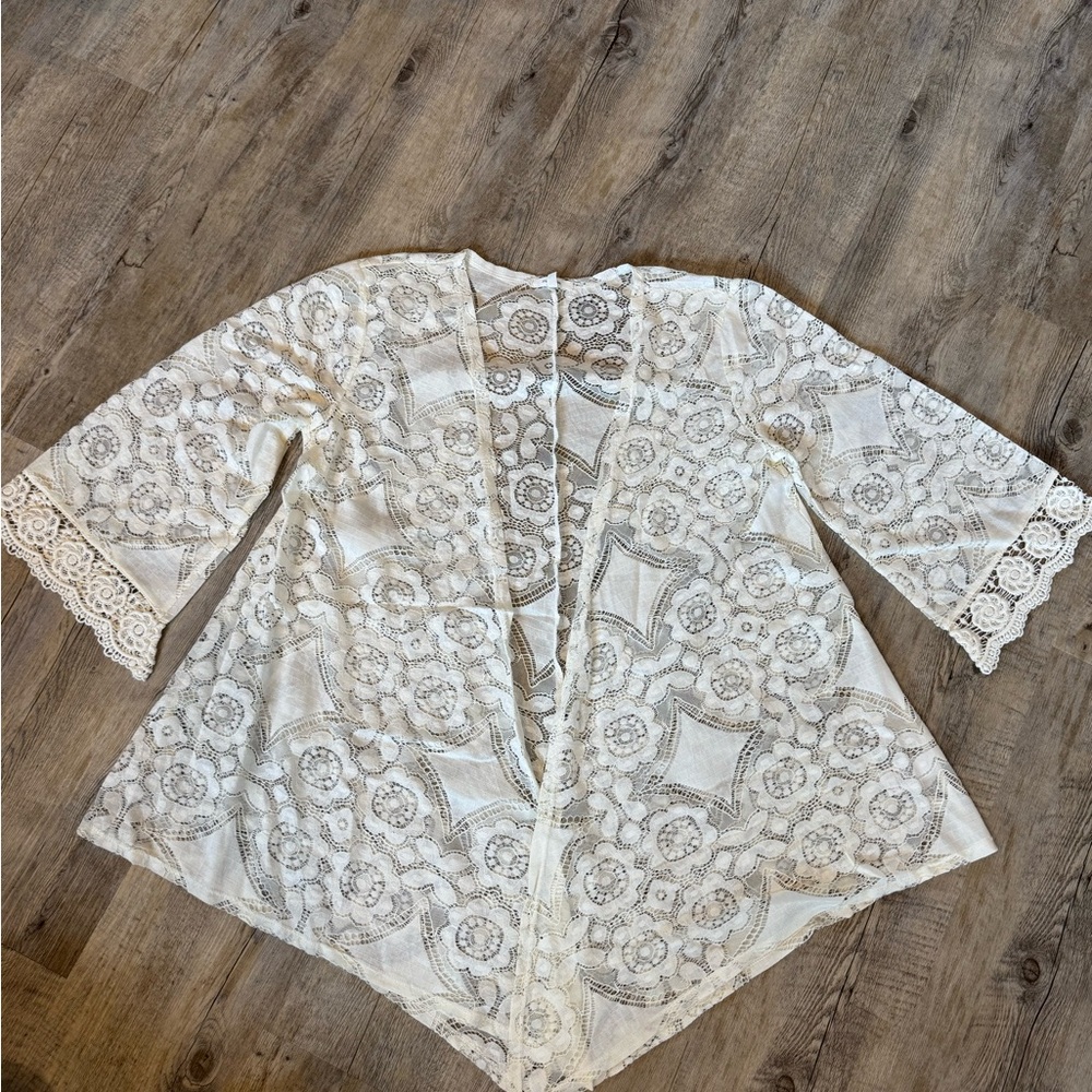 Maurices Cream Lace Cardigan